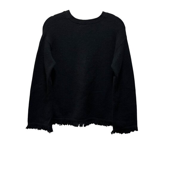 Anthropologie Joy Fringed V-Neck Sweater Black Size S - Picture 4 of 7